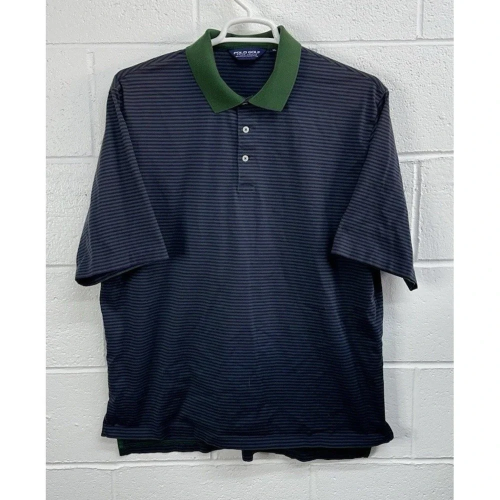 Polo Golf Ralph Lauren‎ Polo Shirt Purple Green Striped Vintage / Men's XL